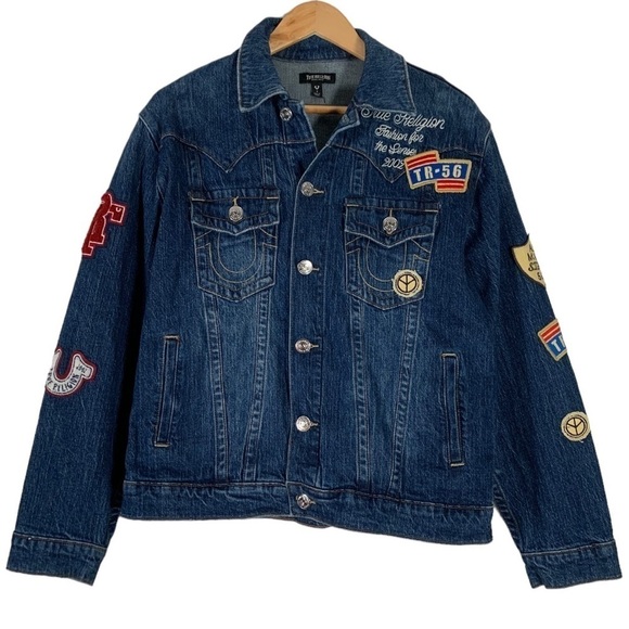 True Religion Oversized Jimmy Trucker Denim Jean Jacket Size Small - Picture 4 of 15